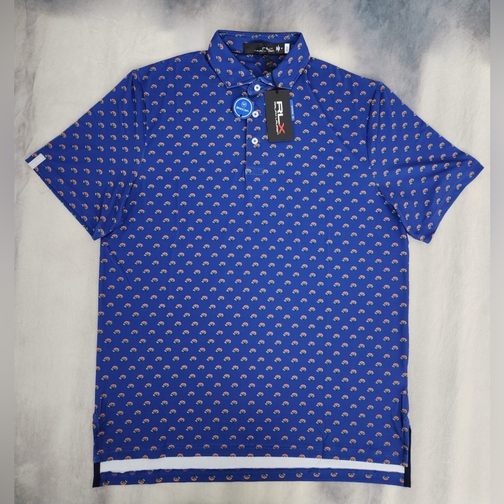 NWT RLX Polo Ralph Lauren Performance Golf Shirt Blue Floral Print Men's Medium